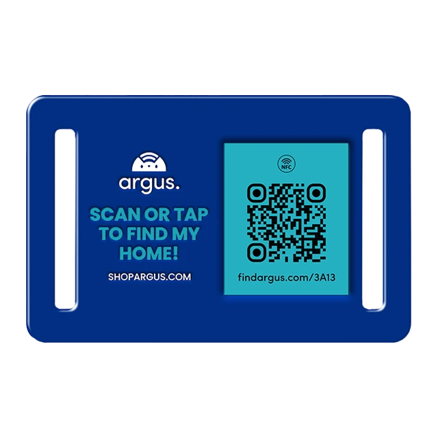 Collar-Side Blue-Teal Argus smart pet ID tag
