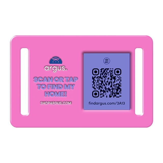 Collar-Side Pink-Light Purple Argus smart pet ID tag